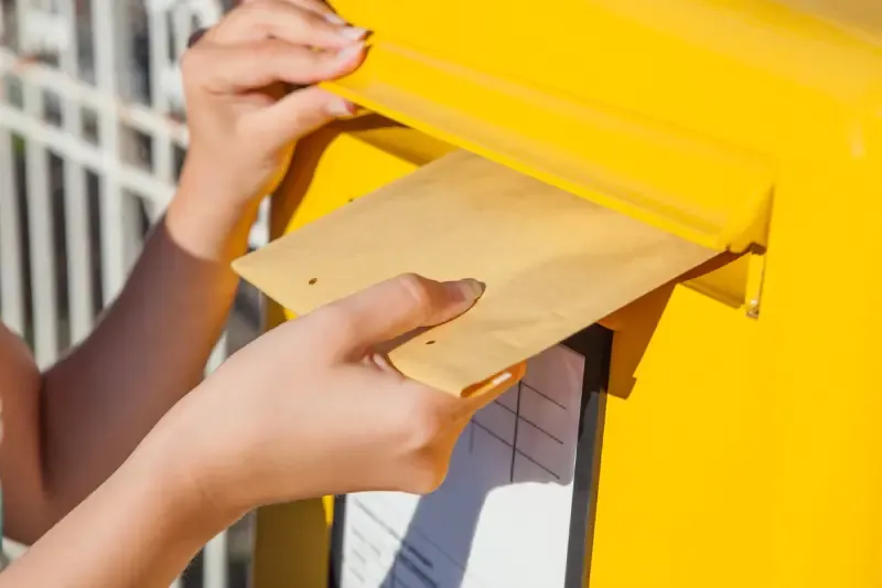Dropping a letter in the mail in Las Vegas