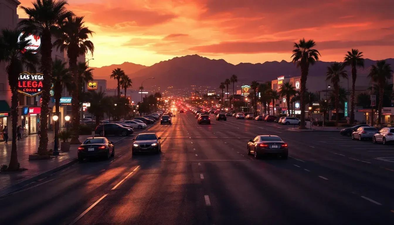 Cars queuing outside a Las Vegas DMV office